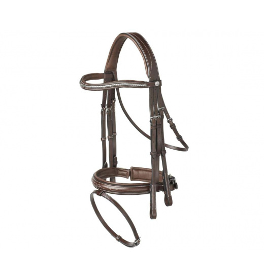 PRESTIGE ITALIA LAMPEDUSA HEADSTALL E119 WITH DOUBLE REINS - 1 in category: Snaffle bridles for horse riding