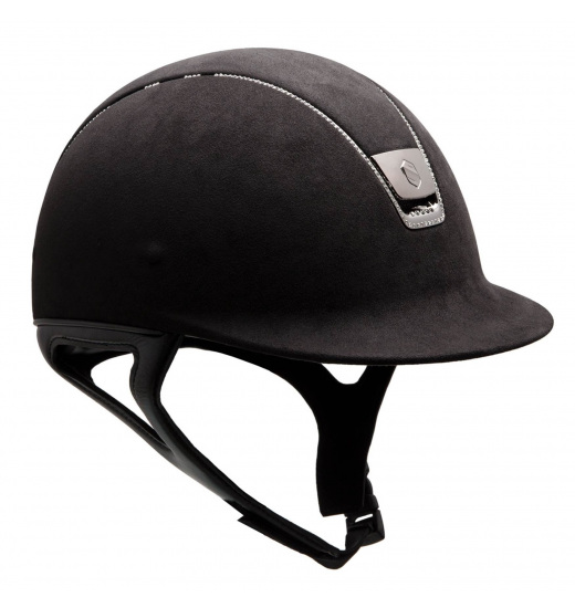 SAMSHIELD PREMIUM HELMET / ALCANTARA TOP / SHIELD SWAROVSKI / 255 SWAROVSKI / SILVER CHROME / BLACK - 1 in category: helmets for