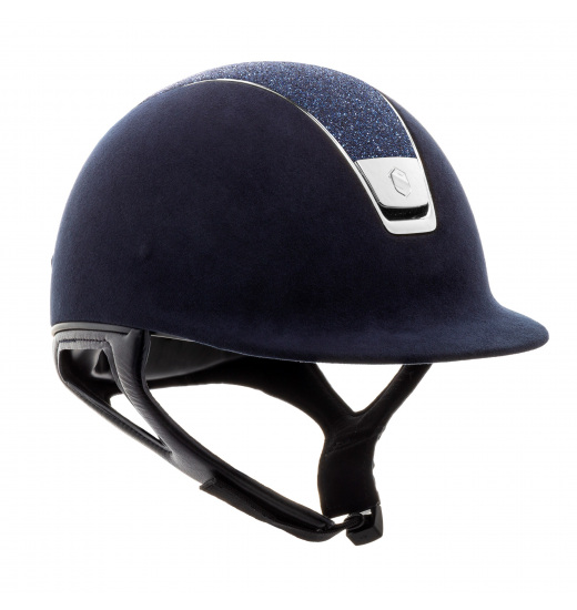 SAMSHIELD BERMUDA TOP / SILVER CHROME / NAVY ALCANTARA HELMET - 1 in category: Horse riding helmets for horse riding