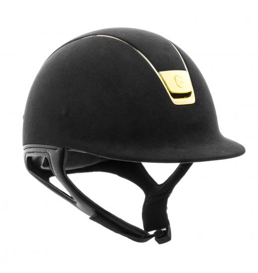 SAMSHIELD PREMIUM / ALCANTARA TOP / CHROME GOLD / CHROME BLACK HELMET - 1 in der Kategorie: Reithelme