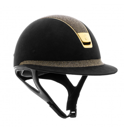 KASK MISS SHIELD /PREMIUM CRYSTAL FABRIC SWAROVSKI GOLD CZARNY Samshield KASK MISS SHIELD /PREMIUM CRYSTAL FABRIC SWAROVSKI GOLD CZARNY