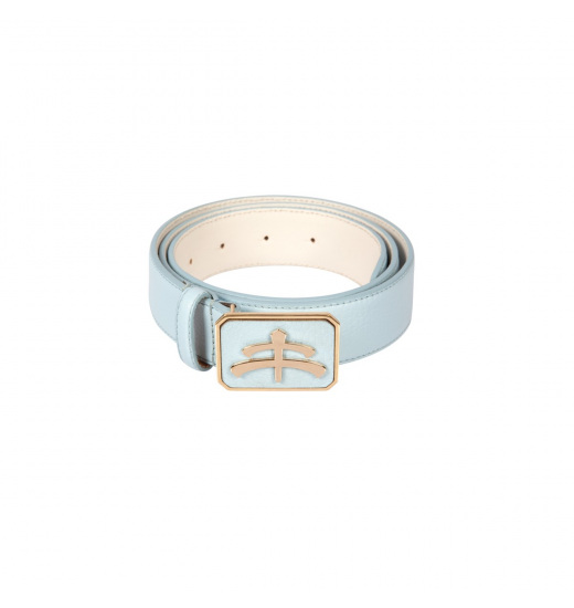 MAKEBE LEATHER AND BRASS BELT TURQUOISE
