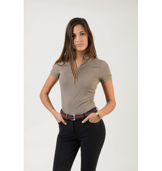 womens tan polo shirt