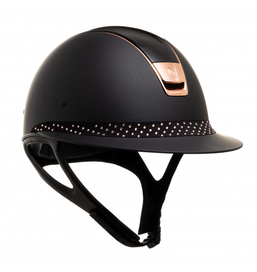 SAMSHIELD KASK MISS SHIELD SHADOWMATT / SHADOW GLOSSY BLACK TOP / ALCANTARA SPARKLING ROSE GOLD FRONTAL BAND / ROSE GOLD CHROME 