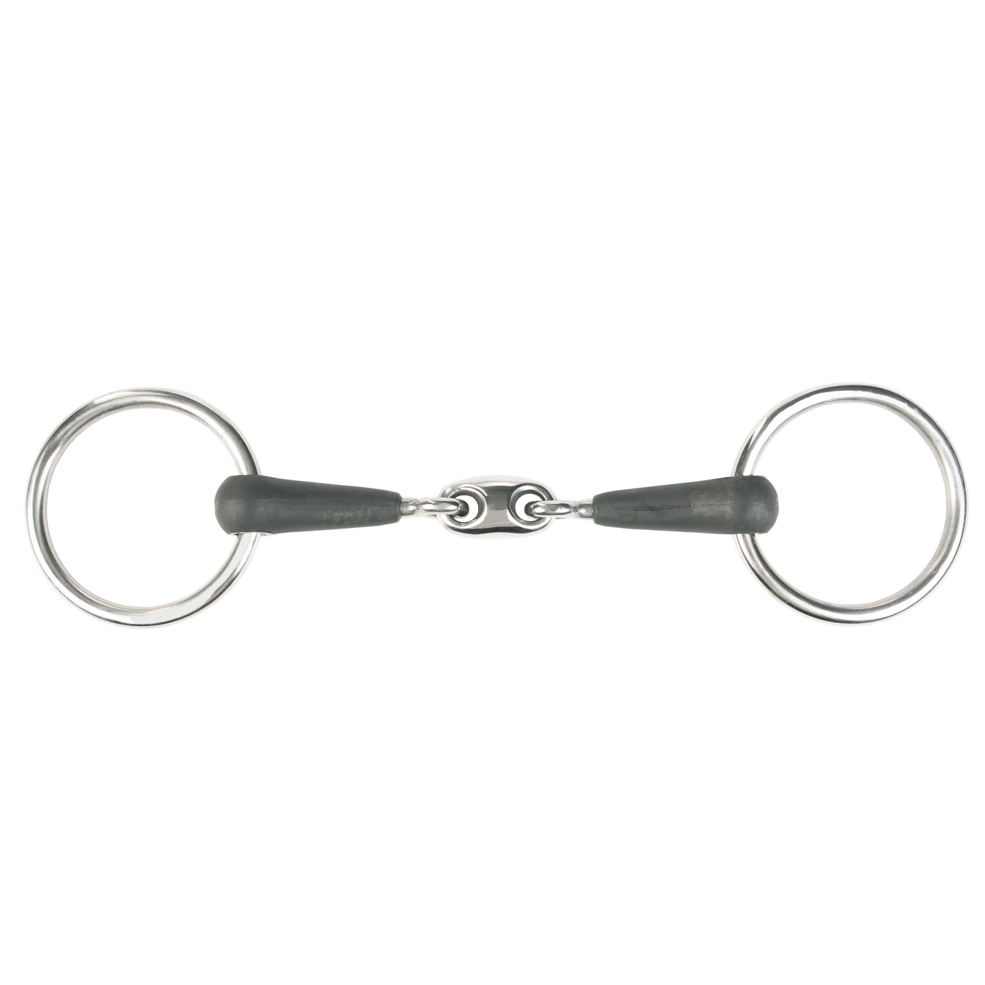 HORZE LOOSE RING DOUBLE JOINTED RUBBER BIT - EQUISHOP Equestrian Shop