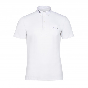 Equiline Vick Wettbewerb Polo Shirt Herren Weiß Größe Small UK 34" 