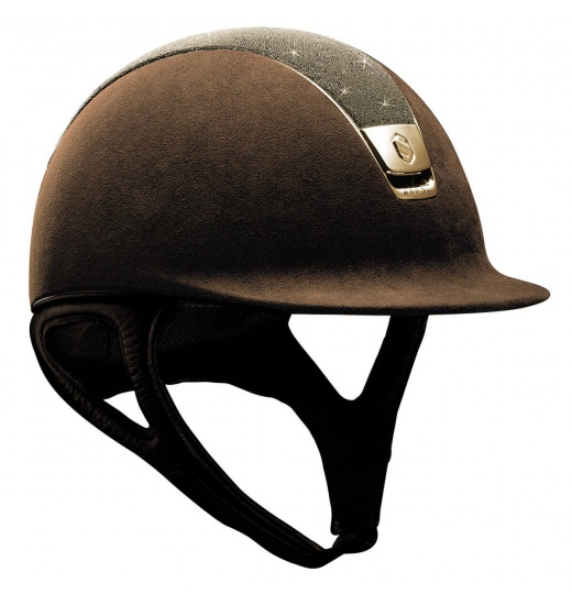 SAMSHIELD TOP CRYSTAL / GOLDEN CHROME 5 / BROWN PREMIUM HELMET - 1 in category: helmets for horse riding