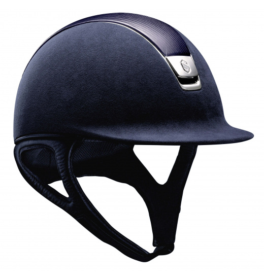 SAMSHIELD LEATHER TOP/ SILVER CHROME/ NAVY PREMIUM HELMET - 1 in category: helmets for horse riding