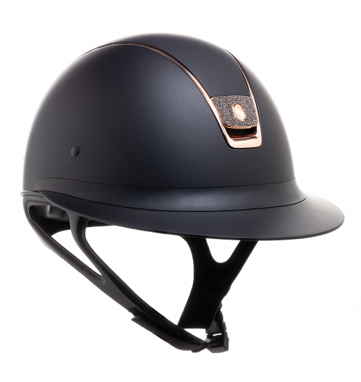 KASK MISS SHIELD SHADOWMATT / CRYSTAL FABRIC PINK GOLD BLASON / PINK GOLD CHROME / CZARNY - 1 w kategorii: Kaski jeździeckie Sam