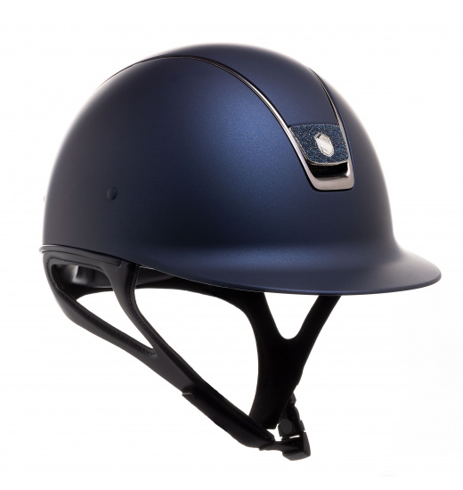 KASK SHADOWMATT / CRYSTAL FABRIC BLUE SWARO BLASON / TITANIUM CHROME / GRANATOWY - 1 w kategorii: Kaski jeździeckie Samshield do