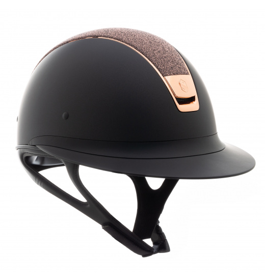 MISS SHIELD SHADOWMATT / CRYSTAL FABRIC SWARO ROSE GOLD TOP / BLACK - 1 in category: Samshield Rose Gold helmets for horse ridi