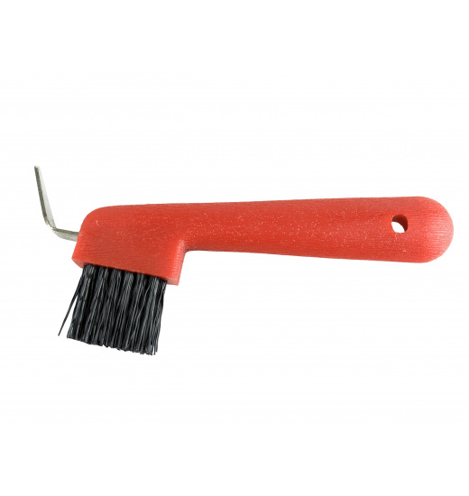 HORZE 2 IN 1 TOOL: HOOF PICK WITH BRUSH RED