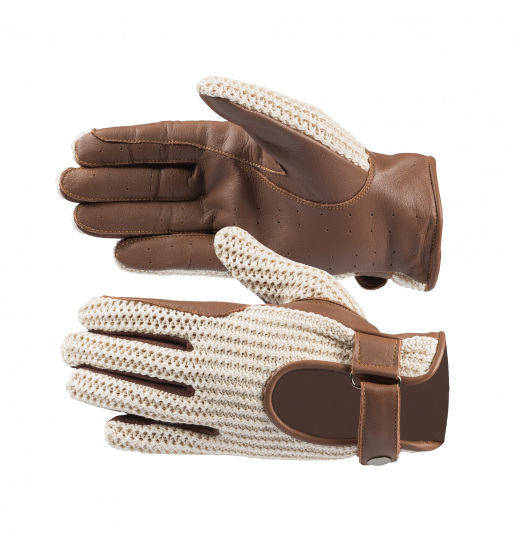 HORZE CROCHET RIDING GLOVES BROWN