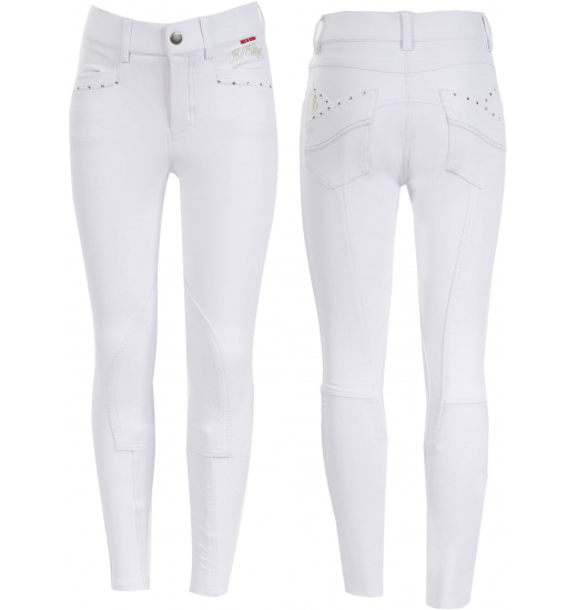 B VERTIGO OLIVIA GIRLS SILICONE FULL SEAT BREECHES WHITE