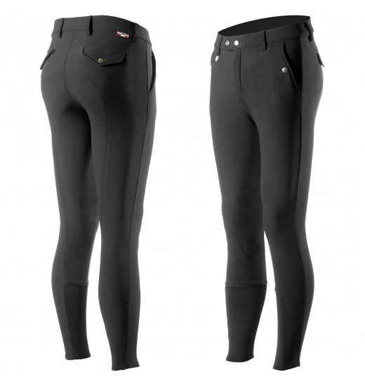 HORZE GRAND PRIX MEN'S SILICONE KNEE PATCH BREECHES BLACK