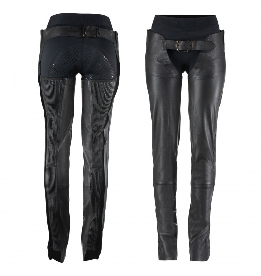 HORZE BLAKE LEATHER FULL CHAPS BLACK