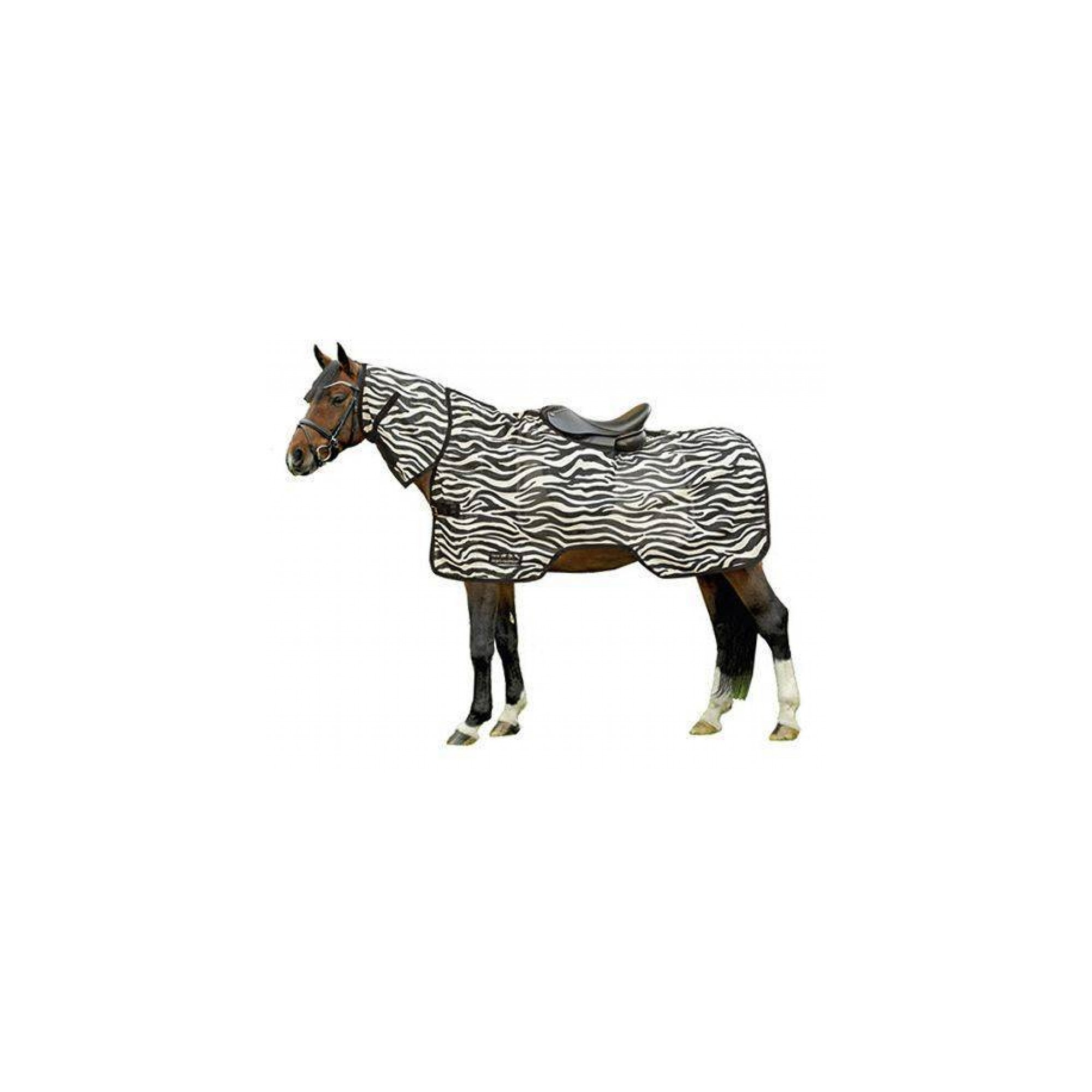 HKM Zebra Ride-on Exercise Fly Rug Saddle Cut-out with Full Neck 5'9" SALE 