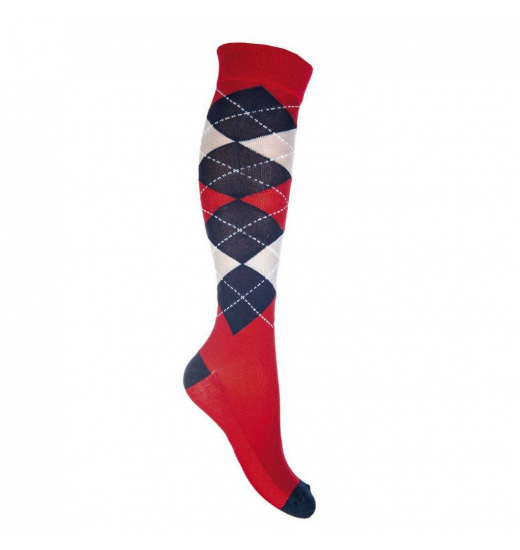 HKM RIDING SOCKS CHECK CLASSICO RED