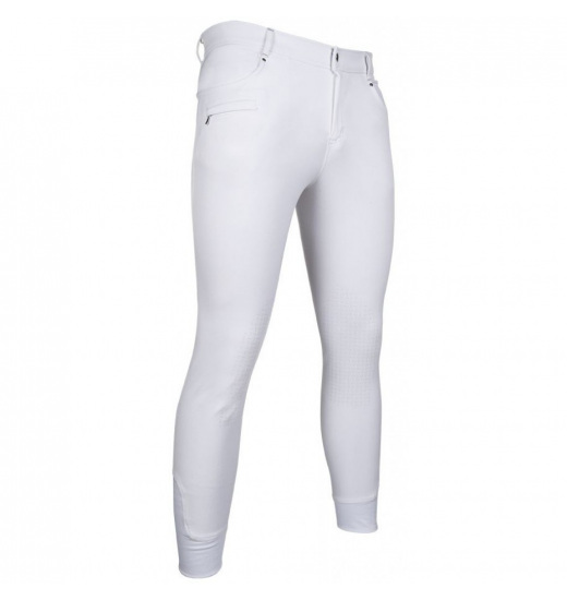 KINGSTON MEN'S RIDING BREECHES SAN LORENZO SILICONE KNEE PATCH WHITE