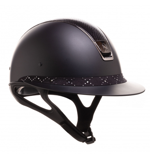 MISS SHIELD / LIZARD TOP / LOZENGE FRONTAL BAND / 5 SWARO / BLACH CHROME / BLACK - 1 in category: Horse riding helmets for horse