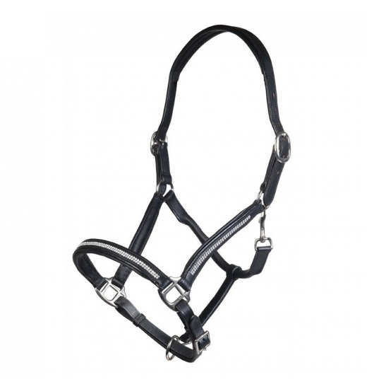 HKM LEATHER HEAD COLLAR DIAMOND BLACK