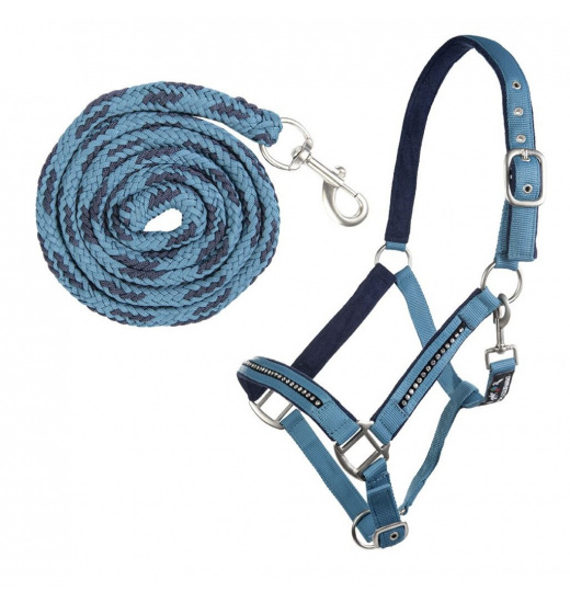 HKM HEAD COLLAR SET WITH SNAP HOOK CRYSTAL SOFT PADDED