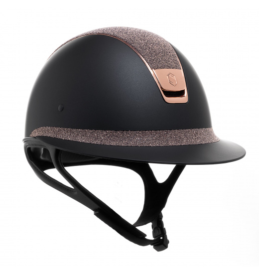 KASK MISS SHIELD SHADOWMATT / CRYSTAL FABRIC SWARO ROSE GOLD TOP / CRYSTAL FABRIC SWARO ROSE GOLD FRONTAL BAND / CZARNY