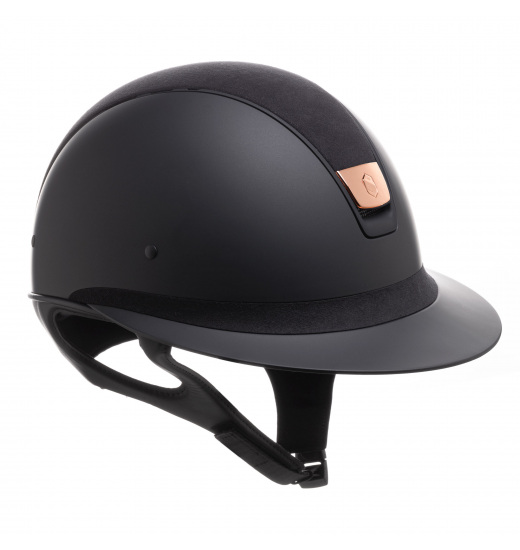 KASK MISS SHIELD / ALCANTARA BLACK TOP / ALCATARA BLACK FRONTAL / TRIM BLACK MATT / PINK GOLD BLAZON CZARNY