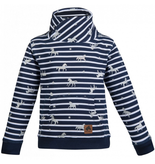 HKM SILVER HORSE GIRLS' SWEATSHIRT WITH HIGH NECK NAVY