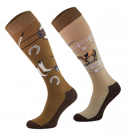 COMODO EQUESTRIAN SOFT SOCKS IN FUNNY DESIGN BROWN