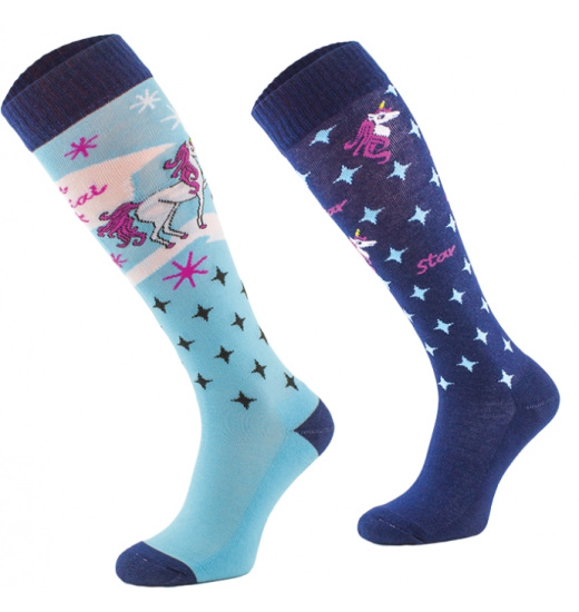 COMODO EQUESTRIAN SOFT SOCKS IN FUNNY DESIGN BLUE UNICORN