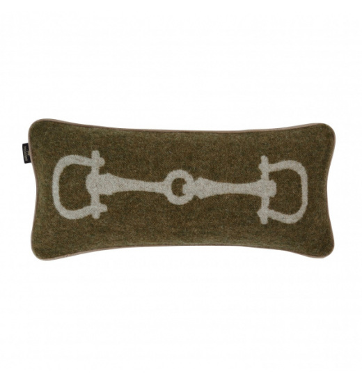 CASHMERE RETRO EQUESTRIAN CUSHION KHAKI