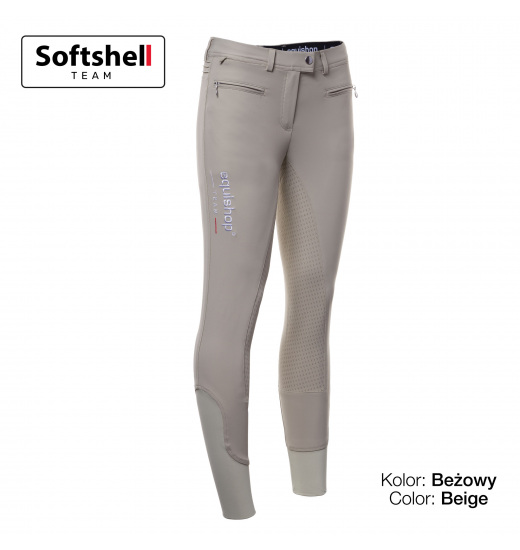 EQUISHOP TEAM NALA WOMEN'S SOFTSHELL FULL SILICONE GRIP BREECHES BEIGE