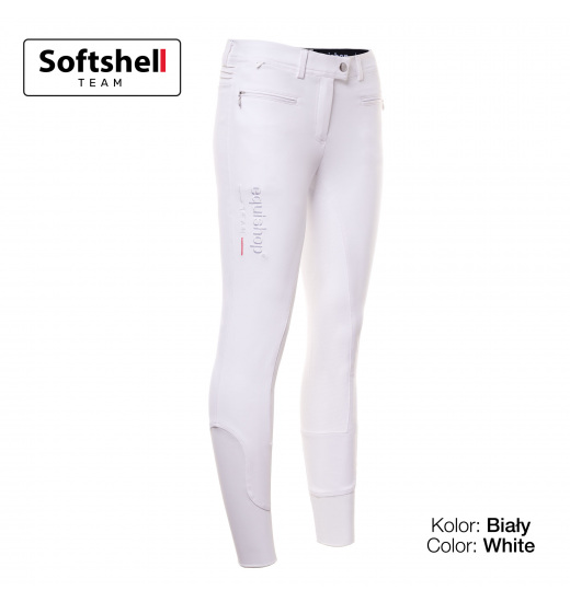 EQUISHOP TEAM NALA WOMEN'S SOFTSHELL FULL SILICONE GRIP BREECHES WHITE