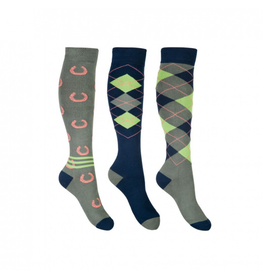 HKM CARDIFF RIDING SOCKS 3 PAIRS NAVY