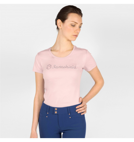 SAMSHIELD AXELLE HOLOGRAPHIC WOMEN'S SHORT SLEEVE RIDING T-SHIRT PINK