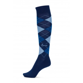 PIKEUR CHECKED DESIGN UNISEX RIDING SOCKS NAVY