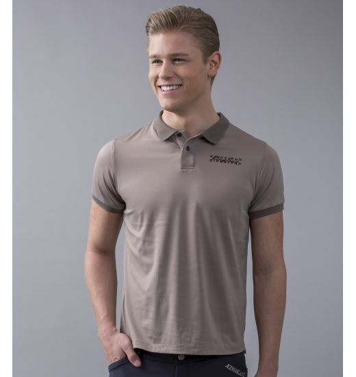 KINGSLAND ONYX MEN TEC PIQUE POLO SHIRT BEIGE CINDER