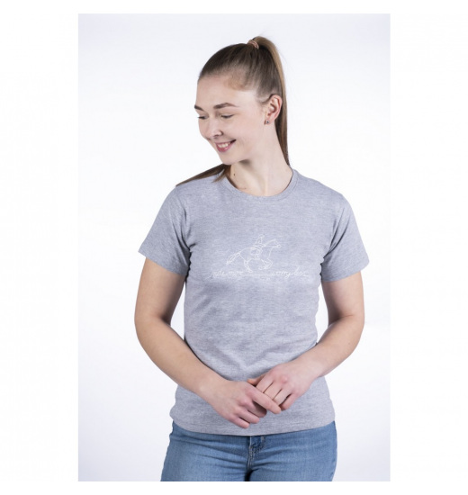 HKM RIDE MORE WOMEN’S EQUESTRIAN T-SHIRT GREY