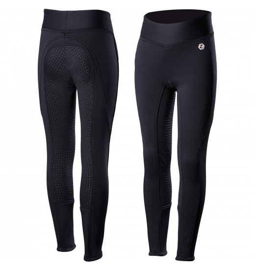 HORZE ACTIVE KIDS WINTER SILICONE FULL SEAT RIDING TIGHTS NAVY