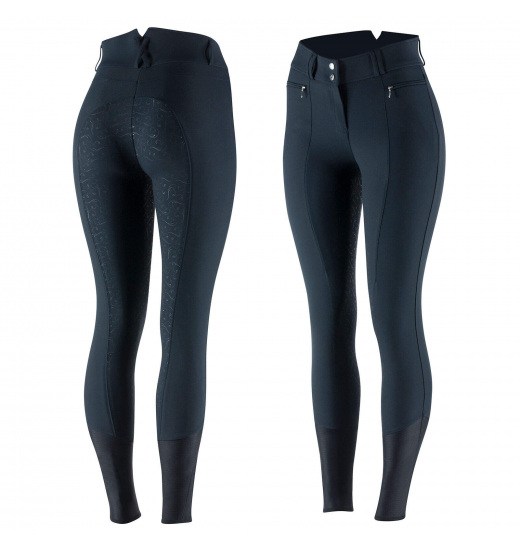 HORZE ANGELINA WOMEN'S LIGHTWEIGHT STRETCH SILICONE FULL SEAT BREECHES NAVY