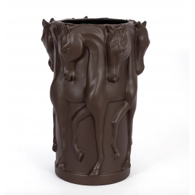 ADAMSBRO CERAMIC VASE DANCING HORSES MATT BROWN