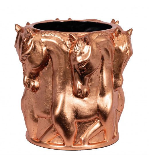 Adamsbro ADAMSBRO WAZON CERAMICZNY DANCING HORSES ROSE CRACK