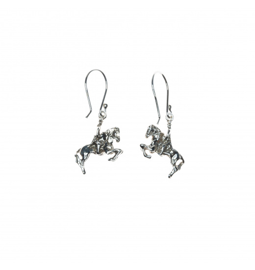 RUBIN ROYAL 925 SILVER EQUESTRIAN EARRINGS HORSE AND RIDER