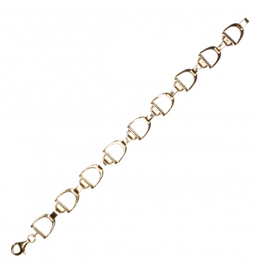 RUBIN ROYAL GOLD PLATED 925 SILVER EQUESTRIAN BRACELET WITH STIRRUPS