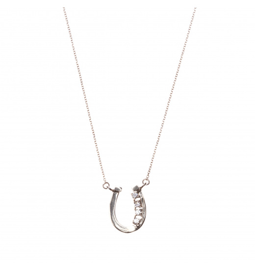 RUBIN ROYAL 925 SILVER EQUESTRIAN NECKLACE HORSESHOE WITH ZIRCONS