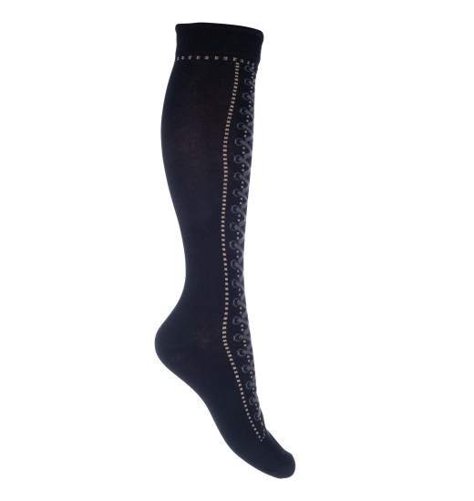 HKM HOBBY HORSING RIDING SOCKS WITH PRINTED LACES BLACK