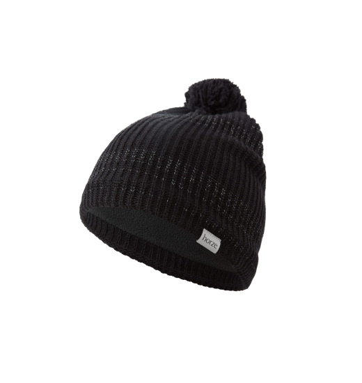 HORZE LUMINOX REFLECTIVE KNITTED HAT WITH POMPOM BLACK