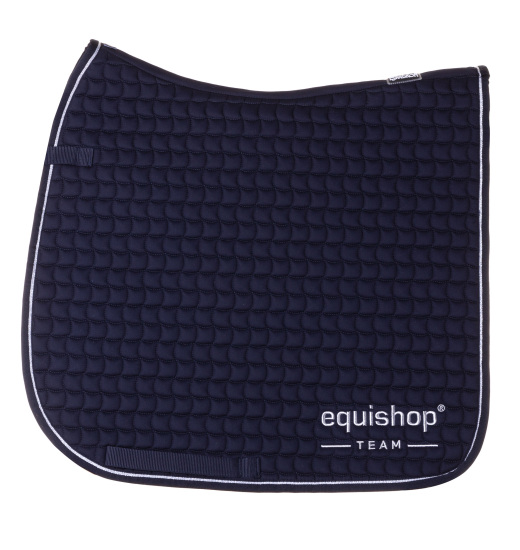 EQUISHOP TEAM BY ESKADRON EQUESTRIAN SADDLE PAD WITH LOGO NAVY / WHITE