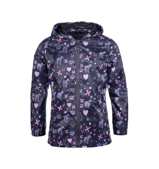 HKM LOLA KIDS' RAIN JACKET WITH EQUESTRIAN PATTERN PURPLE